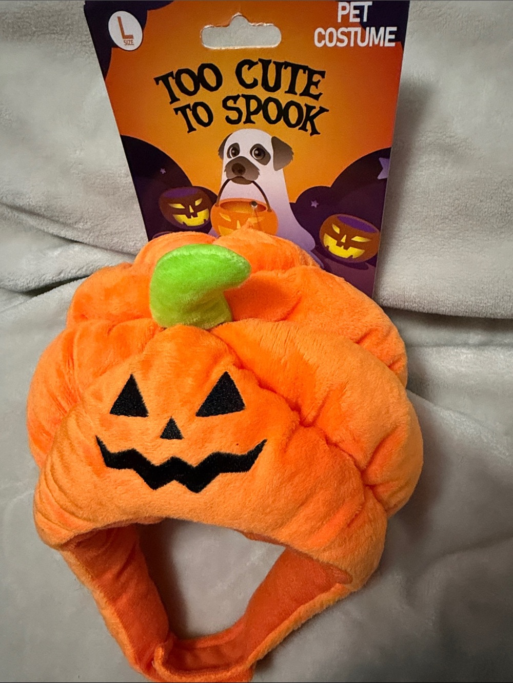 Plush Pumpkin Dog costume Hat - Orange size large